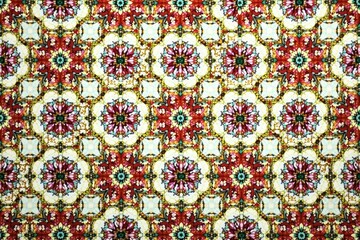 Intricate floral pattern within a repeating hexagonal grid , abstract, elegant