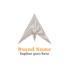 Fototapeta premium Abstract 3D business logo design with geometric shapes and origami elements, symbolizing innovation, brand, and growth. A letter Logo.