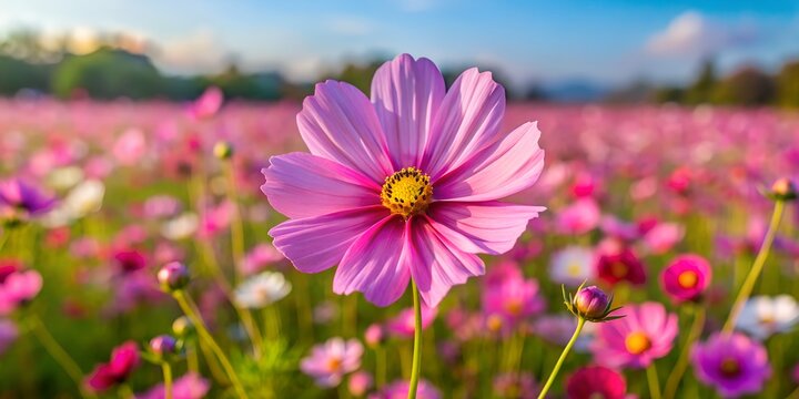 pink cosmos flower in the field
