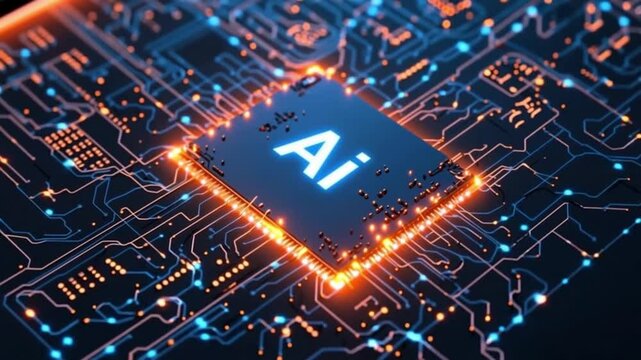 Innovations in artificial intelligence are showcased through advanced chip designs and neural network simulations, highlighting their impact on technology and society in the digital age