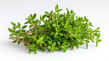 Obraz premium Charming english thyme plant with unique spica structure and lush green leaves isolated for artistic photography