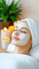 Relaxing facial treatment at a spa with soothing ambiance