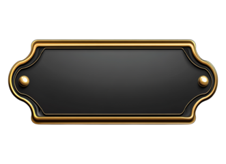 black and golden nameplate