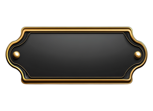 black and golden nameplate