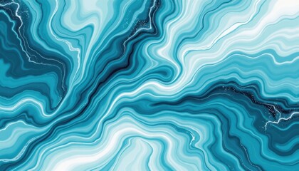 Fototapeta premium Abstract Fluid Art A fluid art composition showcasing swirling shades of turquoise and aqua, blending elegantly with hints of white.