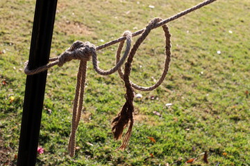 Thick hemp braided rope close up