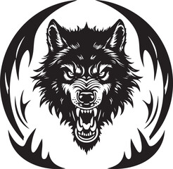 Fierce Wolf Head Vector Illustration