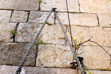 Thick hemp braided rope close up