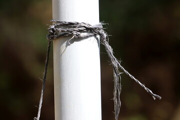 Thick hemp braided rope close up