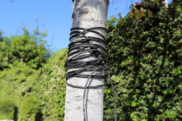 Thick hemp braided rope close up