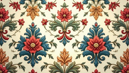 Intricate floral damask pattern in muted tones , decorative, home decor