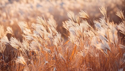 Fototapeta premium field of wheat dried grass flowers for background to describe the image of winter and to use as wallpaper
