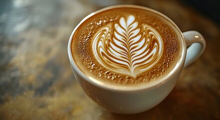 Latte art coffee close-up