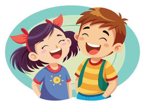 Naklejki kids laughing together