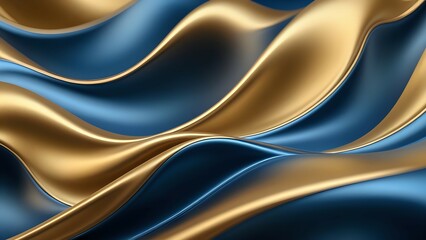 Abstract background with flowing gold and blue liquid curves. Perfect for luxury, elegance, and modern designs.