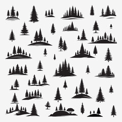 Forest tree silhouette collection