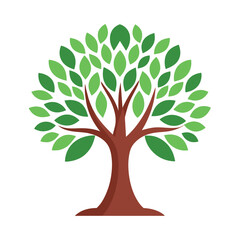 vector tree with green leaves
