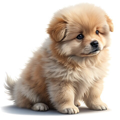 Obraz premium Realistic Fluffy Puppy with Adorable Expression