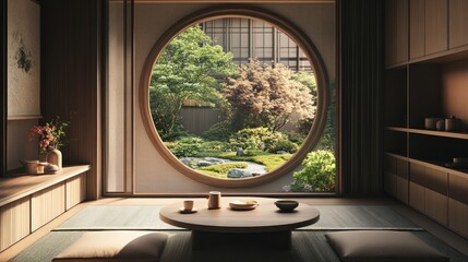 Japanese-style interior with garden view