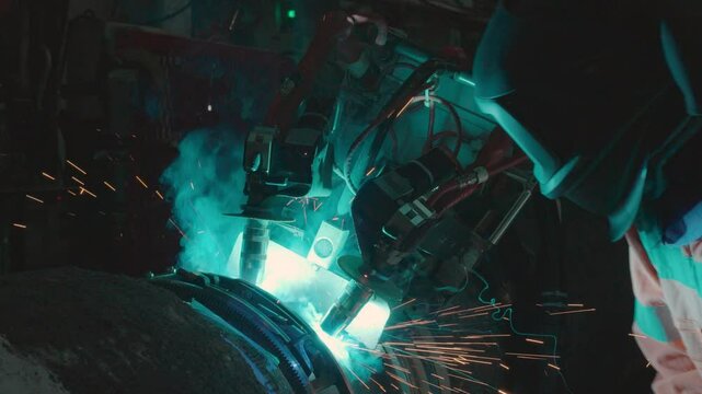 Automatic pipe welding.
