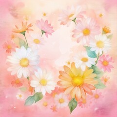 creative border frame of abstract beautiful daisies background with copy space , spring time concept graphic resource