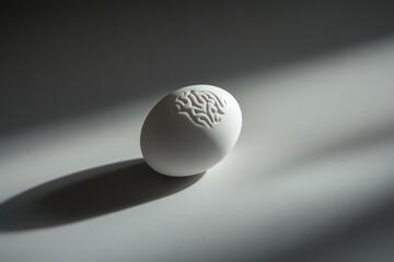 Egg with brain design in dramatic lighting and shadows