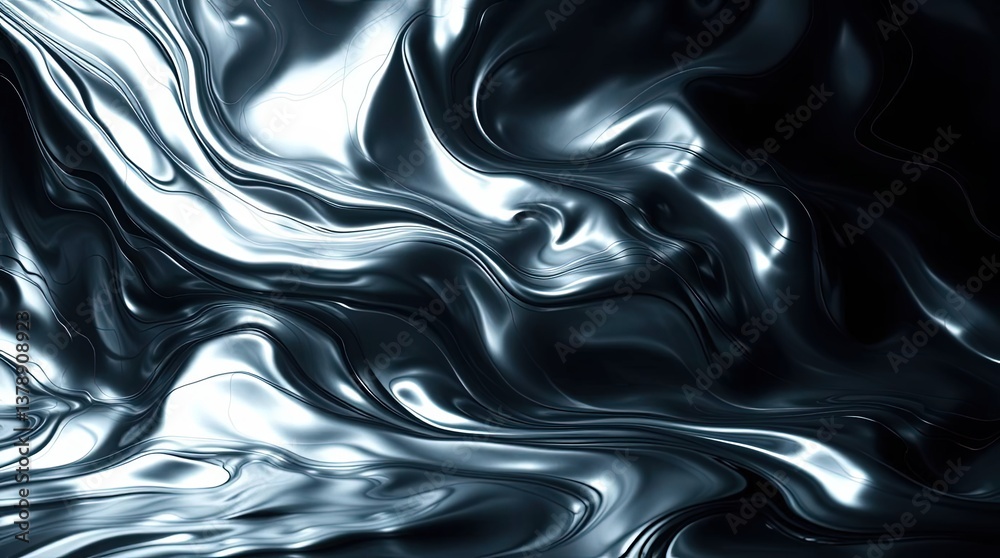 Poster fluid dynamics of metallic waves create a mesmerizing dance of light and shadow in a captivating abs