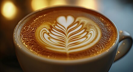 Latte art coffee close-up