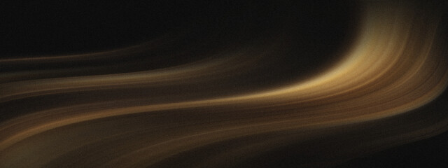 abstract golden wave with motion effect, on a dark brown grainy background