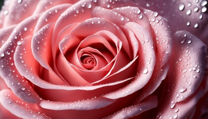 pink rose with water droplets close up
