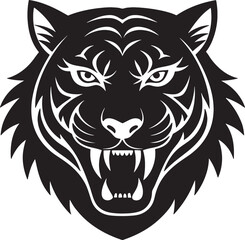 Tiger head silhouette vector on white background
