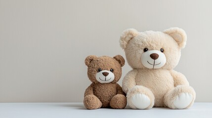 Two teddy bears sitting together