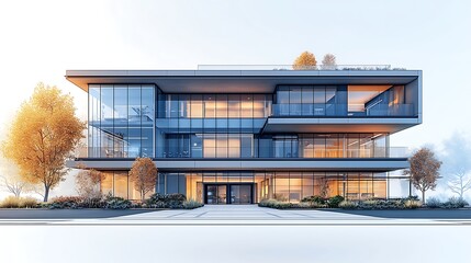 Fototapeta premium Professional business building exterior minimalist design high resolution photo