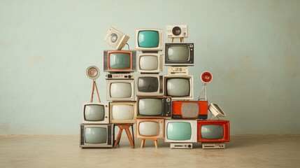 Vintage TVs Stacked