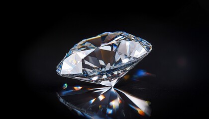 a close up shot of a diamond on a black surface ideal for use in jewelry or luxury product advertising