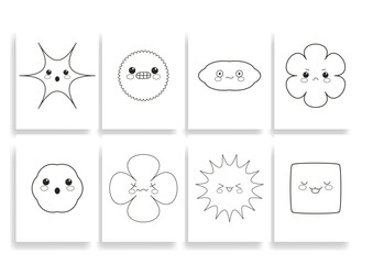 Coloring Pages Kawaii  Geometric Vector Background Illustration 