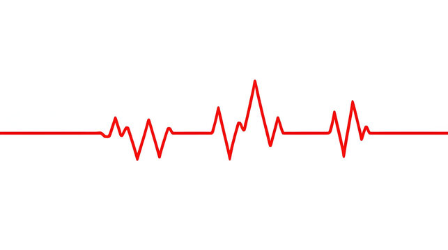 Hearbeat red line. Vector isolated illustration. Abstract wave. Pulse red vector trace.  EKG cardio line red symbol. Medical and Healthy concept.
