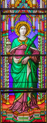 Fototapeta premium Perugia - The detail of stained glass with the St. Lucia in the church Basilica di San Domenico designed by Mariotto di Nardo and made by Bartolomeo di Pietro (1411).
