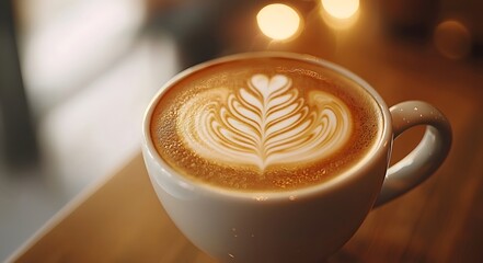 Latte art coffee close-up