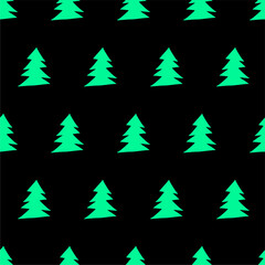 Obraz premium Seamless New Year and Christmas print pattern wallpaper background with decorative fir trees vector illustration winter minimalism picture 
