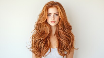 Woman with voluminous, fiery red hair