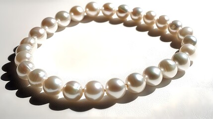 Obraz premium Elegant Classic Pearl Necklace with Soft Natural Light Reflection