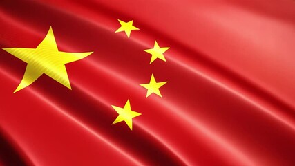 Close Up of Waving Chinese Flag in the Wind Symbol of Patriotism Freedom and National Pride Ideal for Documentary Travel Informative Vlog Political and War Related Videos