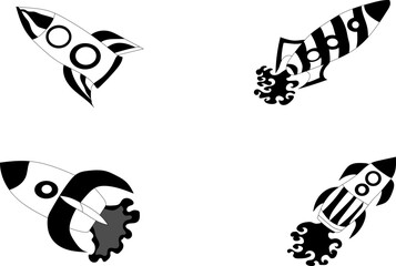 
set of 4 rocket sketches with kids theme
