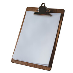 A blank page awaits, a wooden clipboard ready for notes, ideas, or dreams, promising possibilities on rich, dark wood.