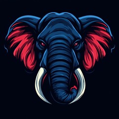 Majestic elephant head with bold colors representing strength and beauty in wildlife art