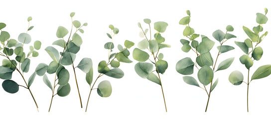 Obraz premium Two branches of eucalyptus on a white background. 