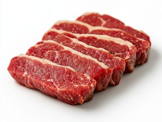 Fototapeta premium Fresh piece of high quality beef isolated on a clean white background showcasing its juicy texture and rich color