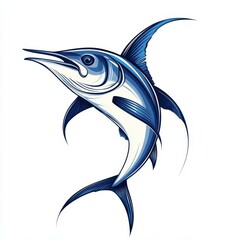Naklejka premium Colorful blue marlin illustration showcasing aquatic beauty and dynamic motion in a minimalist design style