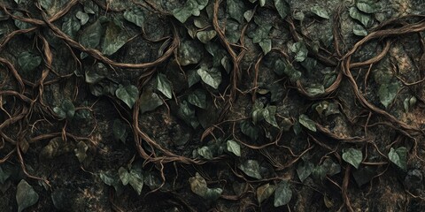 Obraz premium Intricate Vine and Leaf Pattern on Stone